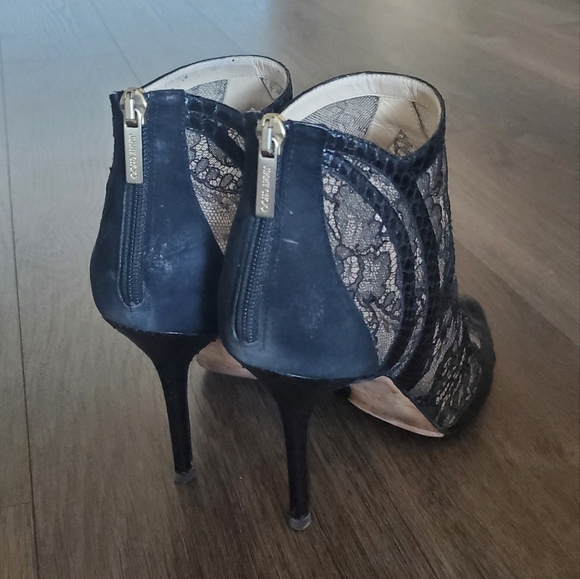 ๐ 3X HOST PICK ๐ Jimmy Choo Newton Leather/Lace/Mesh Heeled Booties - Picture 10 of 15